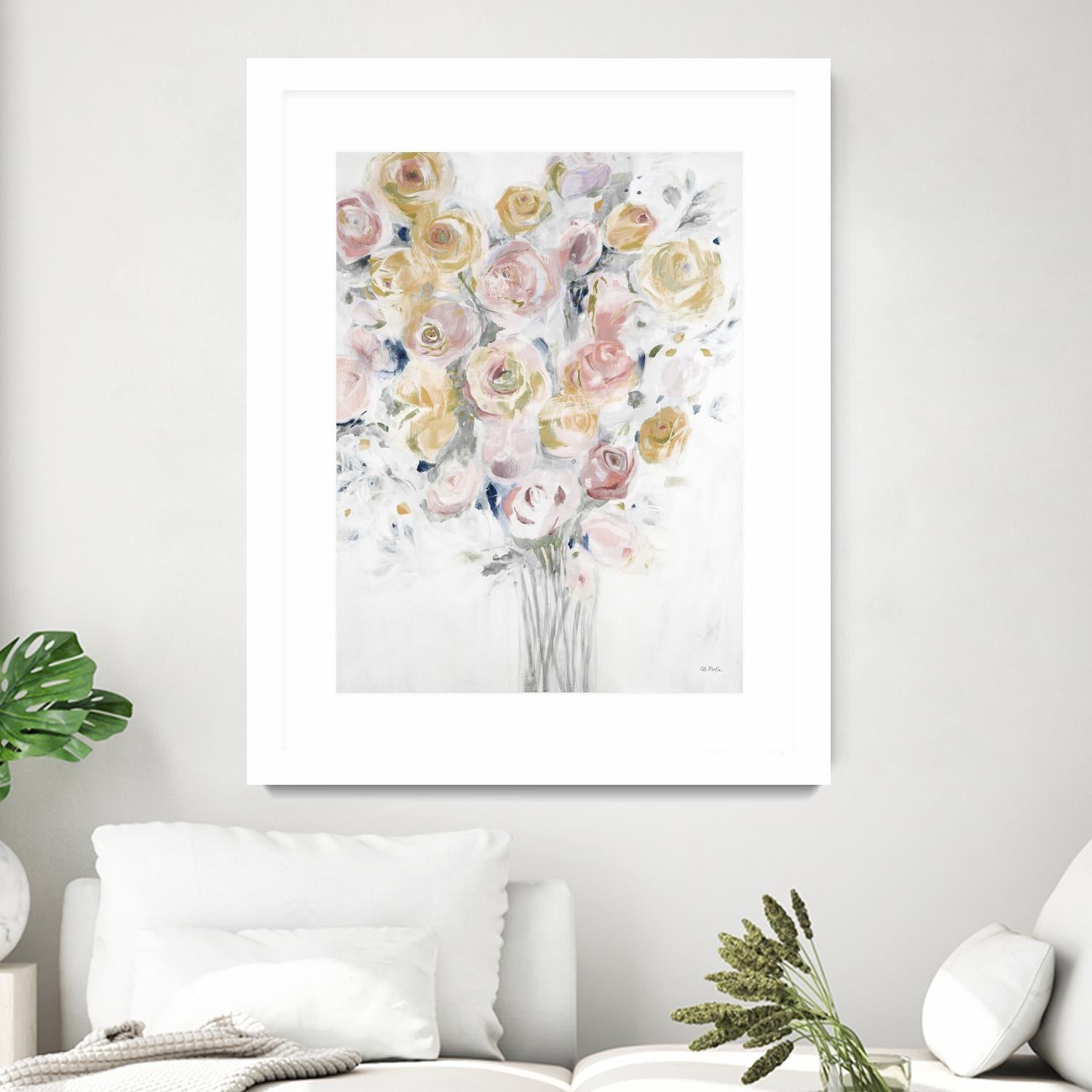 Cantata by Jill Martin on GIANT ART - pinks, oranges florals, botanicals