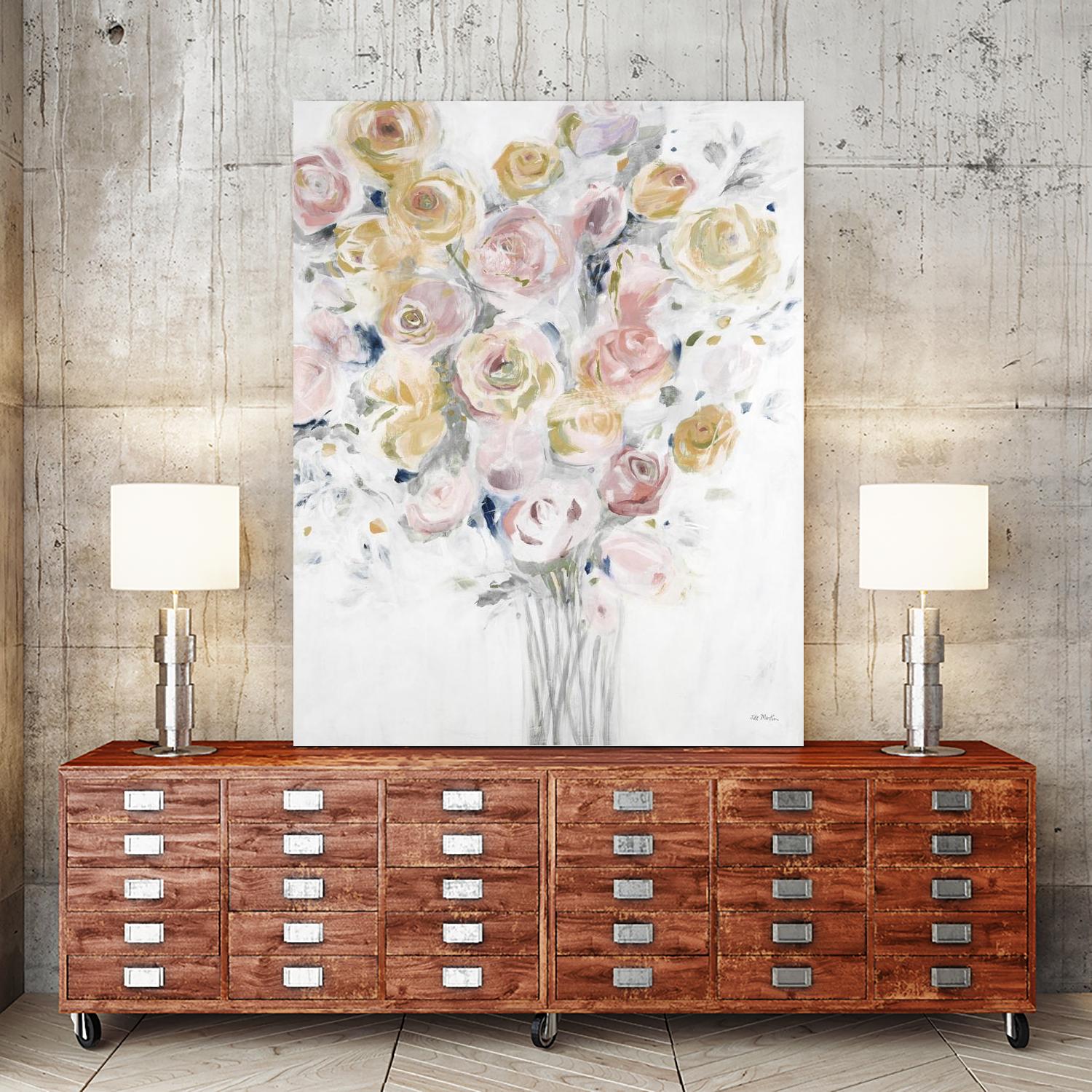 Cantata by Jill Martin on GIANT ART - pinks, oranges florals, botanicals