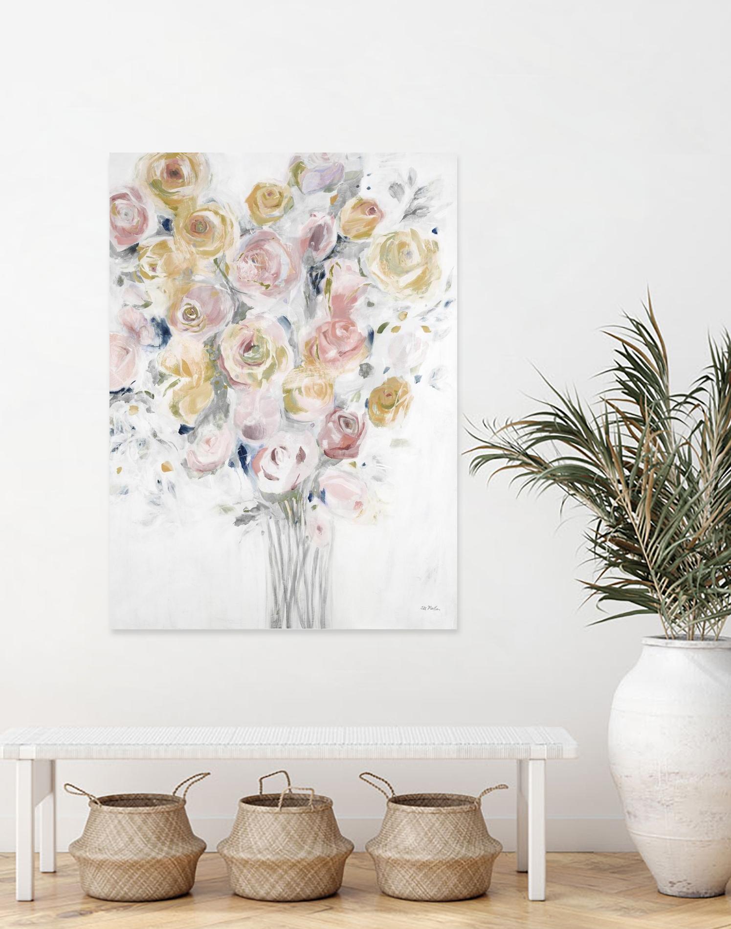 Cantata by Jill Martin on GIANT ART - pinks, oranges florals, botanicals