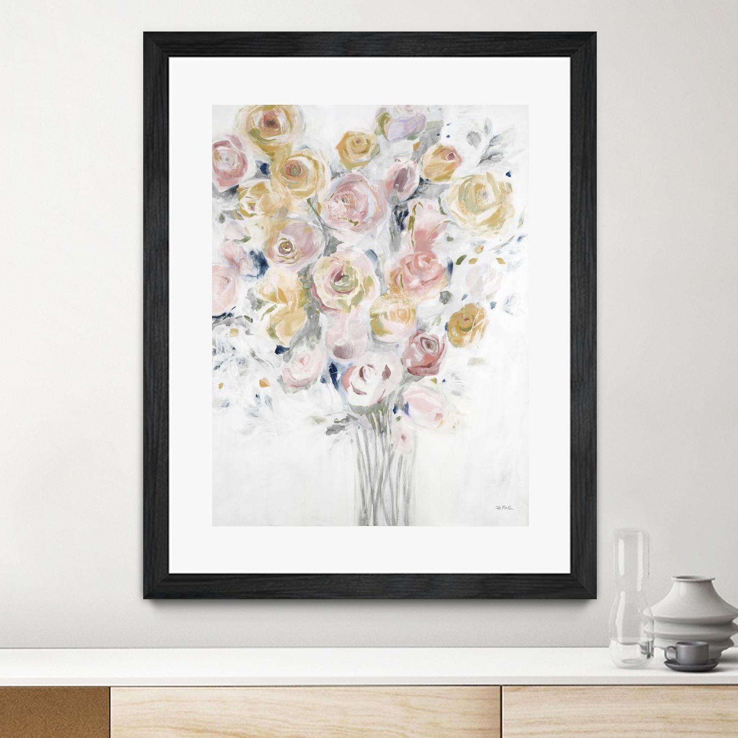 Cantata by Jill Martin on GIANT ART - pinks, oranges florals, botanicals