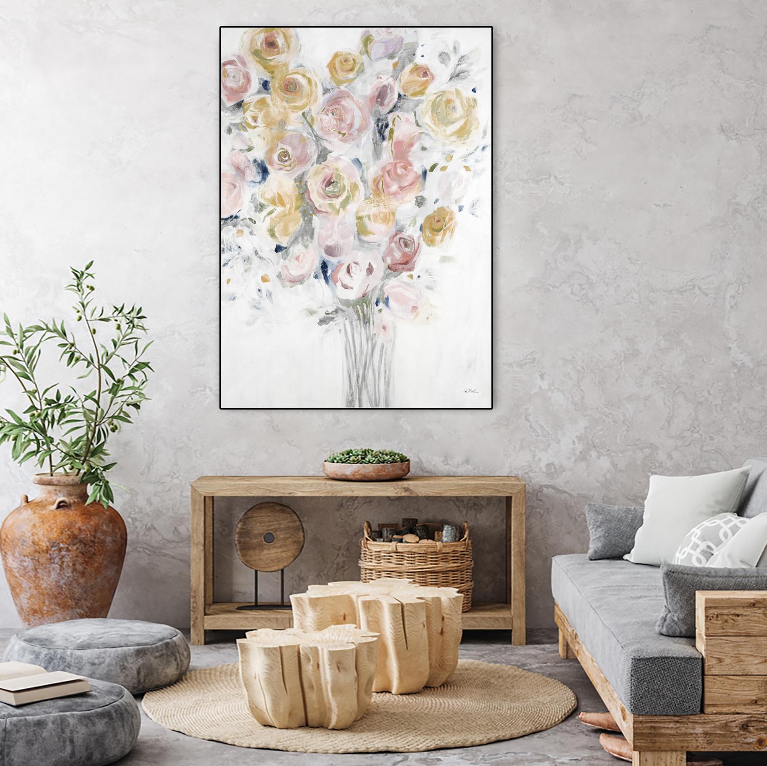 Cantata by Jill Martin on GIANT ART - pinks, oranges florals, botanicals