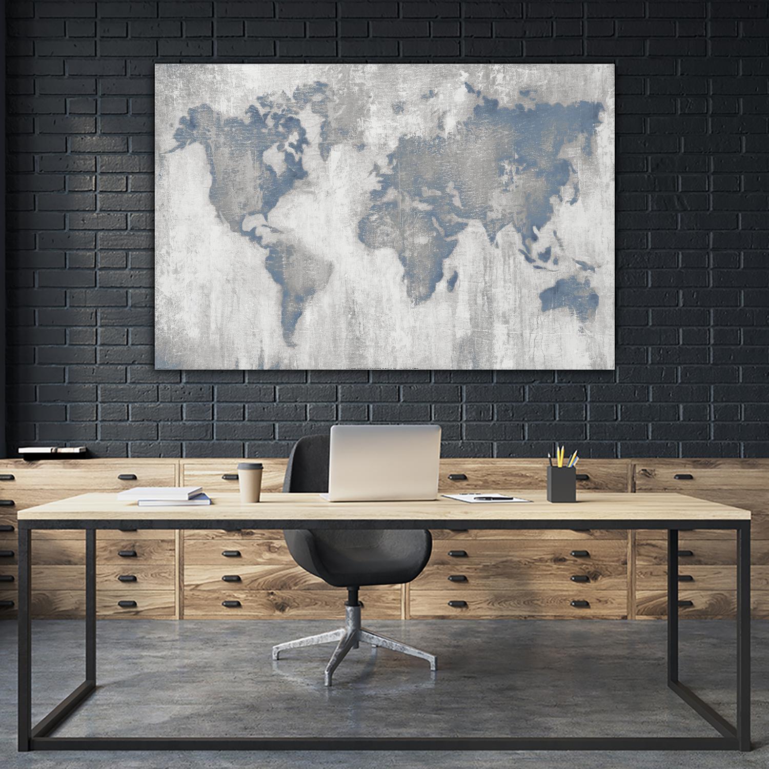 Map Of The World by Liz Jardine on GIANT ART - blue maps