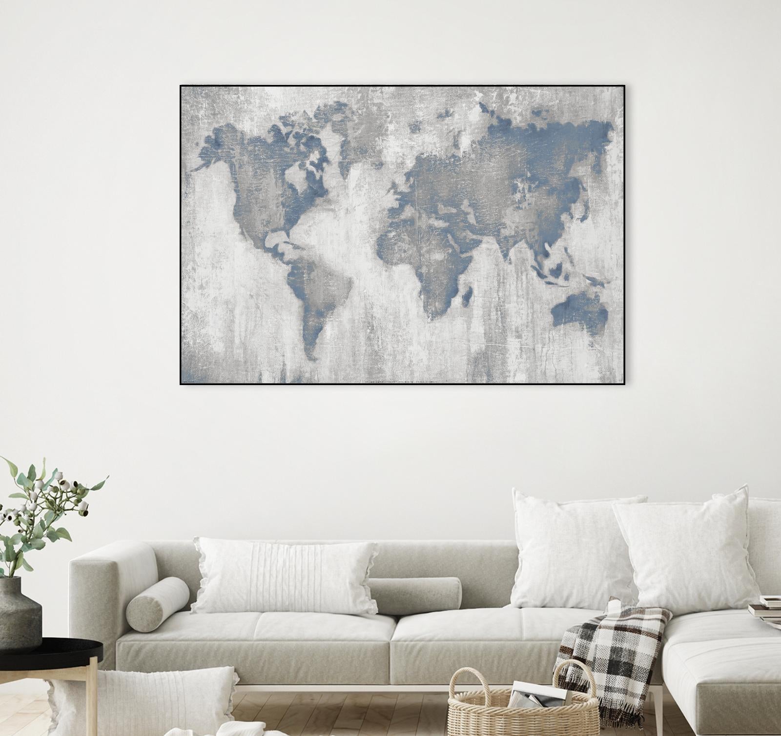 Map Of The World by Liz Jardine on GIANT ART - blue maps