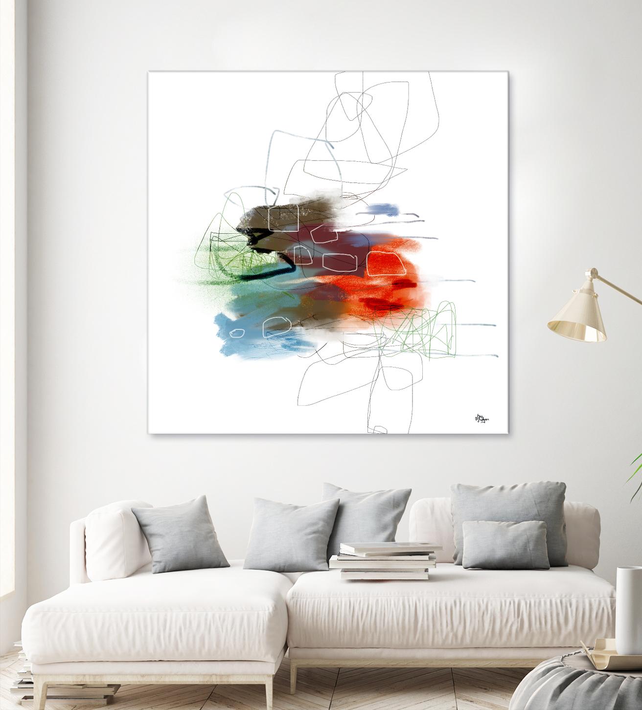 Loving Life I by Lisa Ridgers on GIANT ART - reds, blues abstract