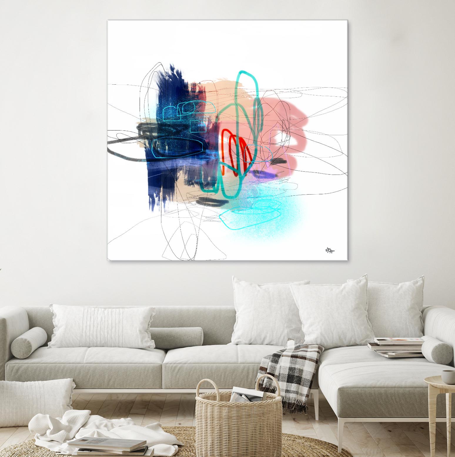 Loving Life III by Lisa Ridgers on GIANT ART - blues, pinks abstract