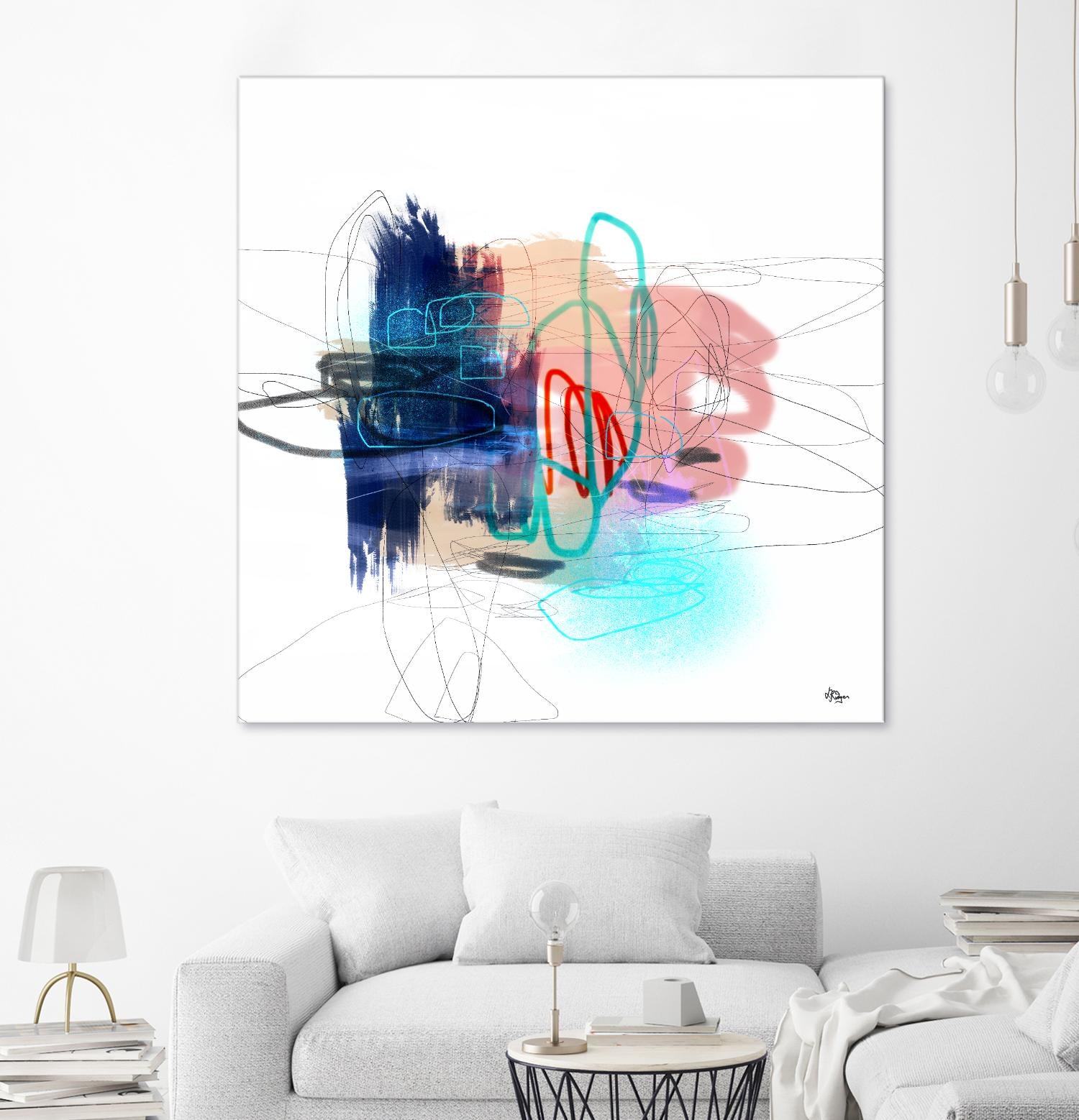 Loving Life III by Lisa Ridgers on GIANT ART - blues, pinks abstract