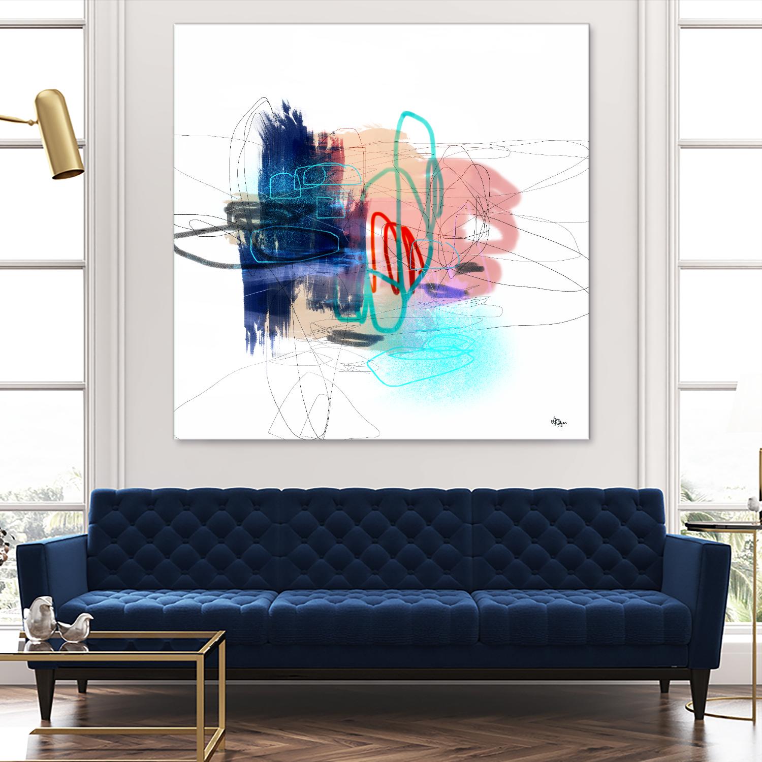 Loving Life III by Lisa Ridgers on GIANT ART - blues, pinks abstract