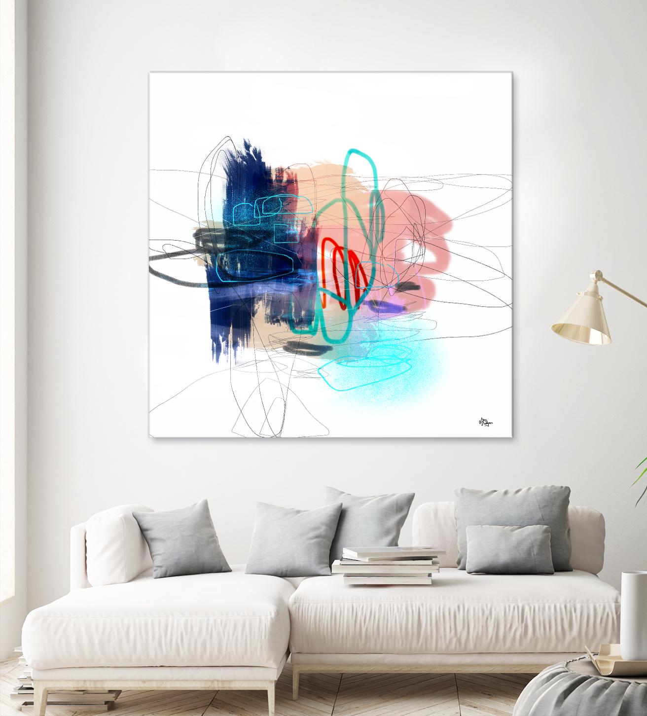 Loving Life III by Lisa Ridgers on GIANT ART - blues, pinks abstract