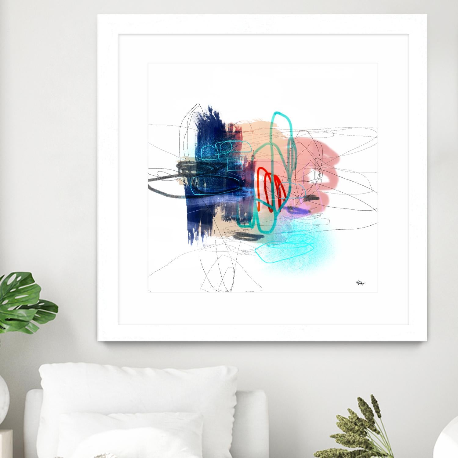 Loving Life III by Lisa Ridgers on GIANT ART - blues, pinks abstract