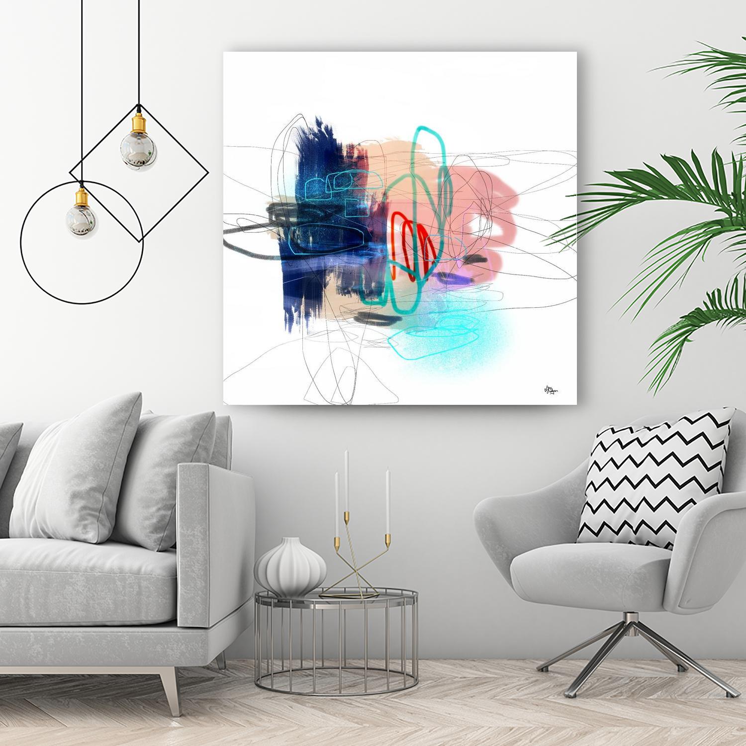 Loving Life III by Lisa Ridgers on GIANT ART - blues, pinks abstract