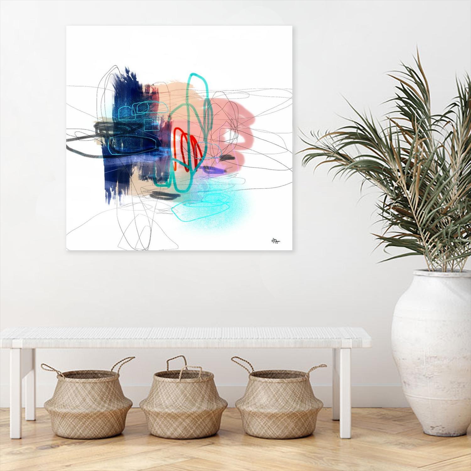 Loving Life III by Lisa Ridgers on GIANT ART - blues, pinks abstract