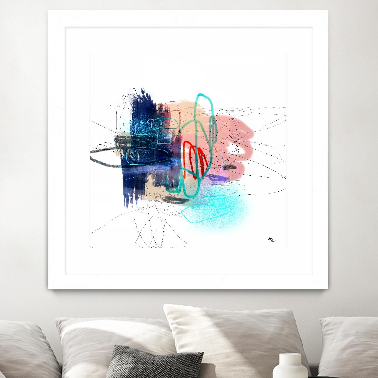 Loving Life III by Lisa Ridgers on GIANT ART - blues, pinks abstract