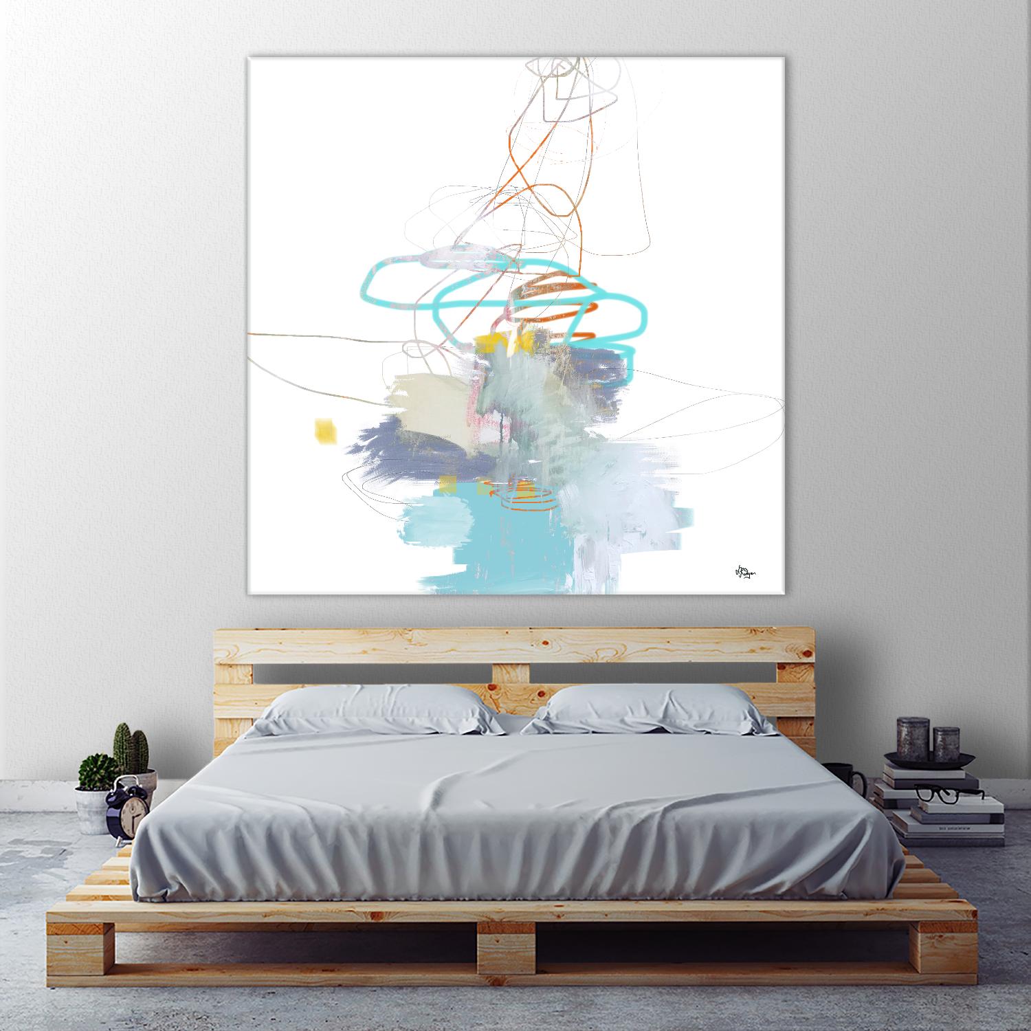 Loving Life V by Lisa Ridgers on GIANT ART - whites & creams, blues abstract