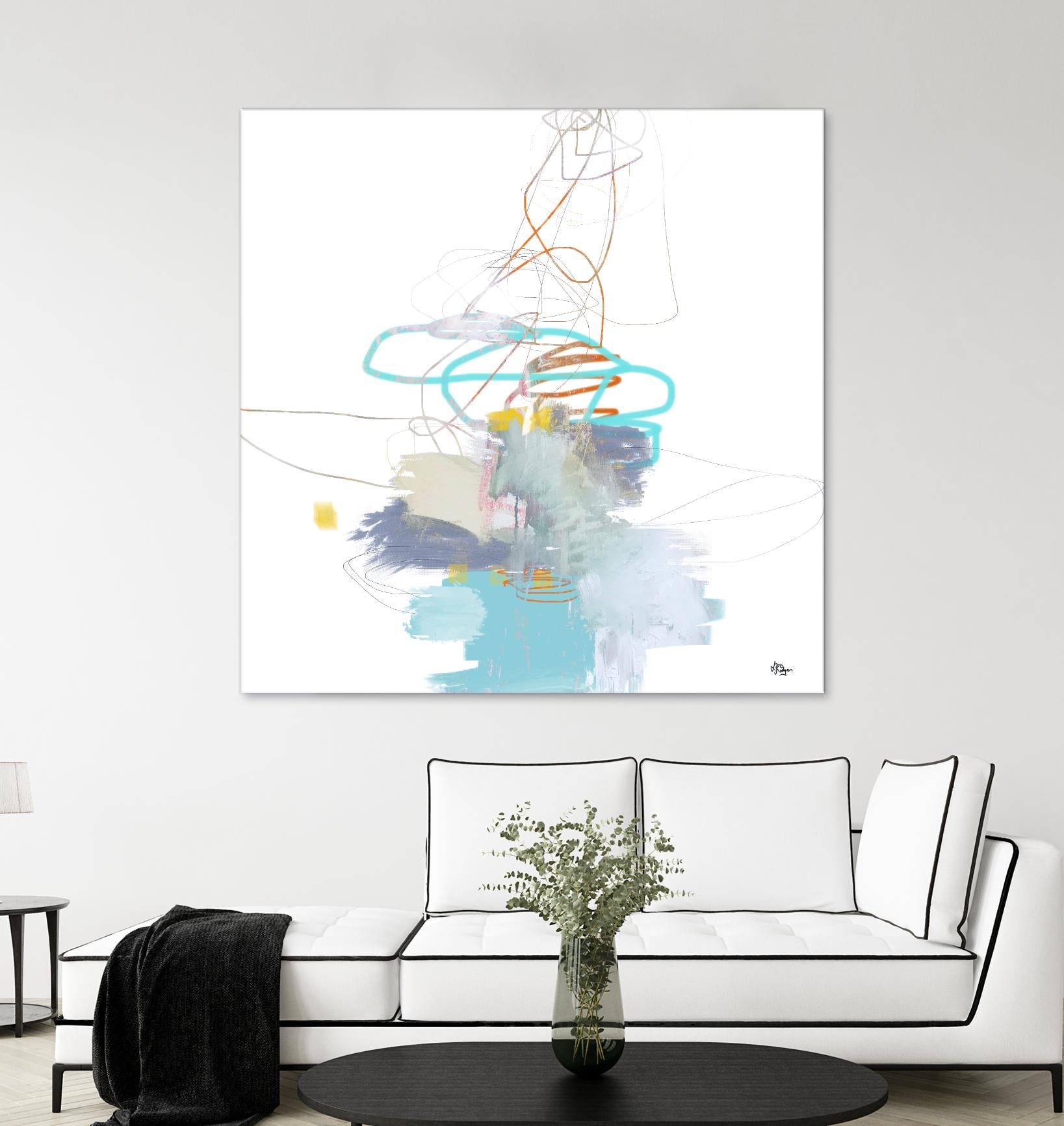 Loving Life V by Lisa Ridgers on GIANT ART - whites & creams, blues abstract