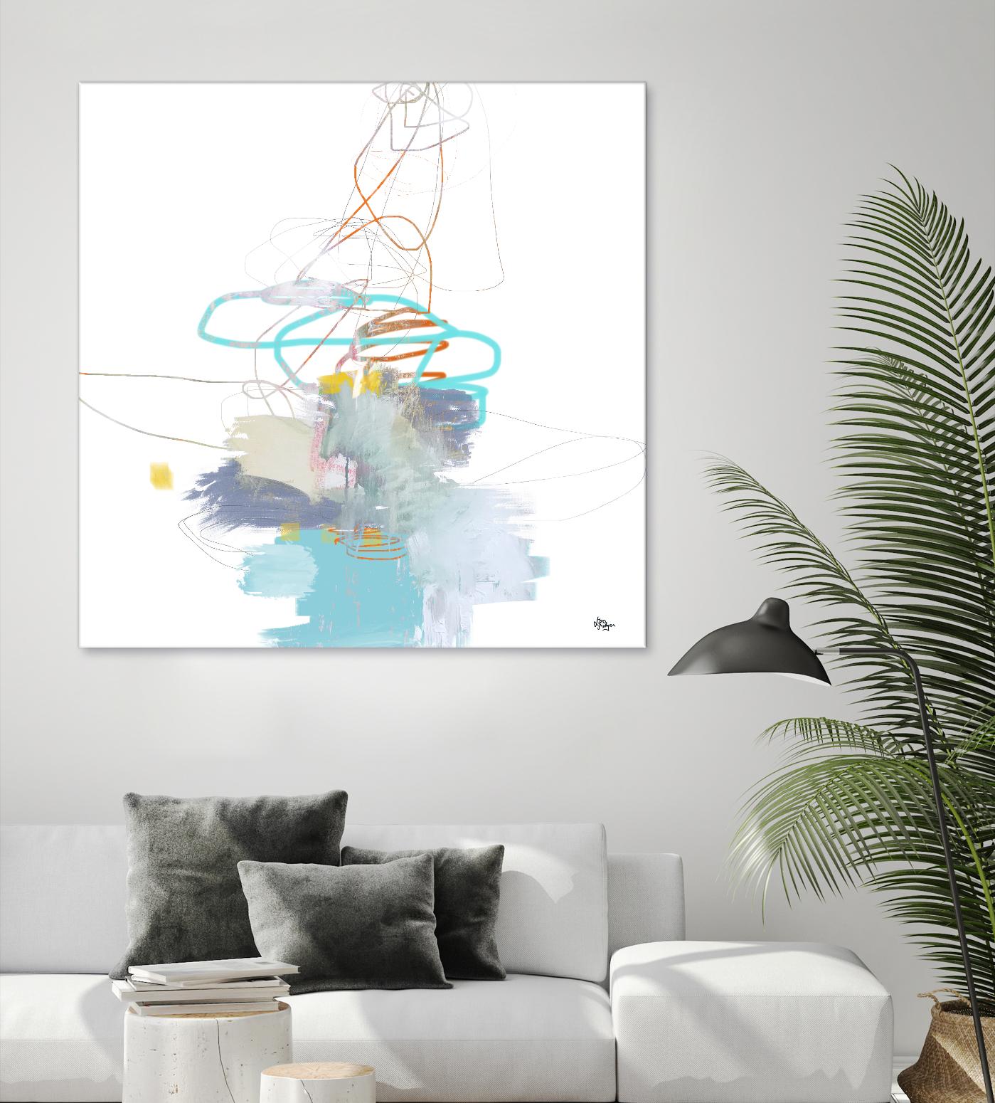 Loving Life V by Lisa Ridgers on GIANT ART - whites & creams, blues abstract