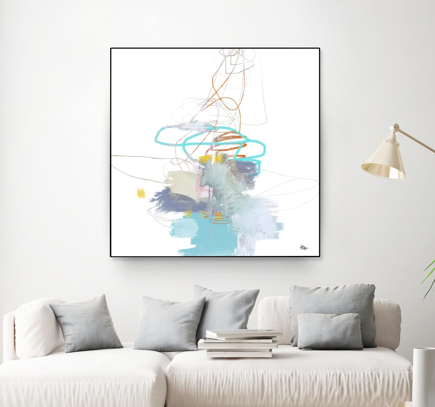 Loving Life V by Lisa Ridgers on GIANT ART - whites & creams, blues abstract