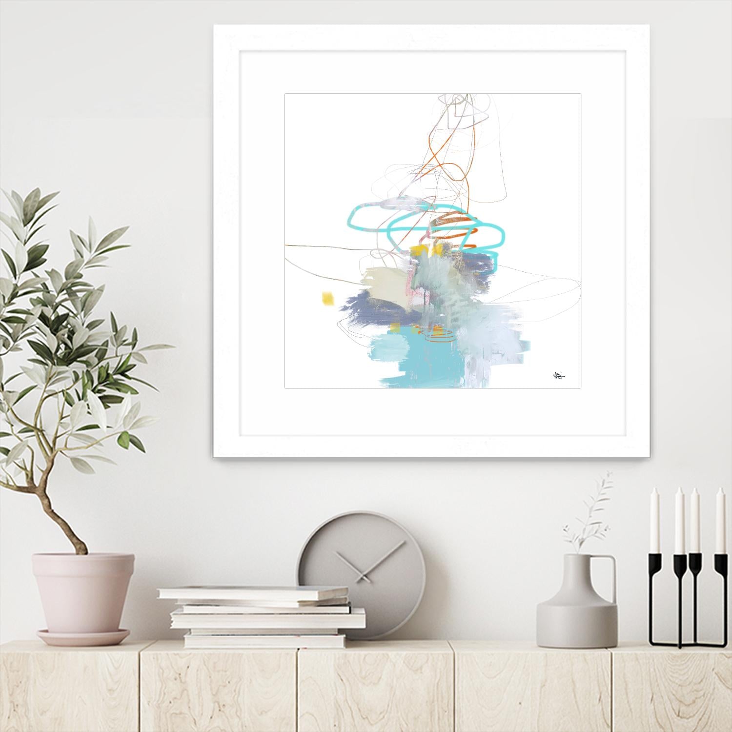 Loving Life V by Lisa Ridgers on GIANT ART - whites & creams, blues abstract