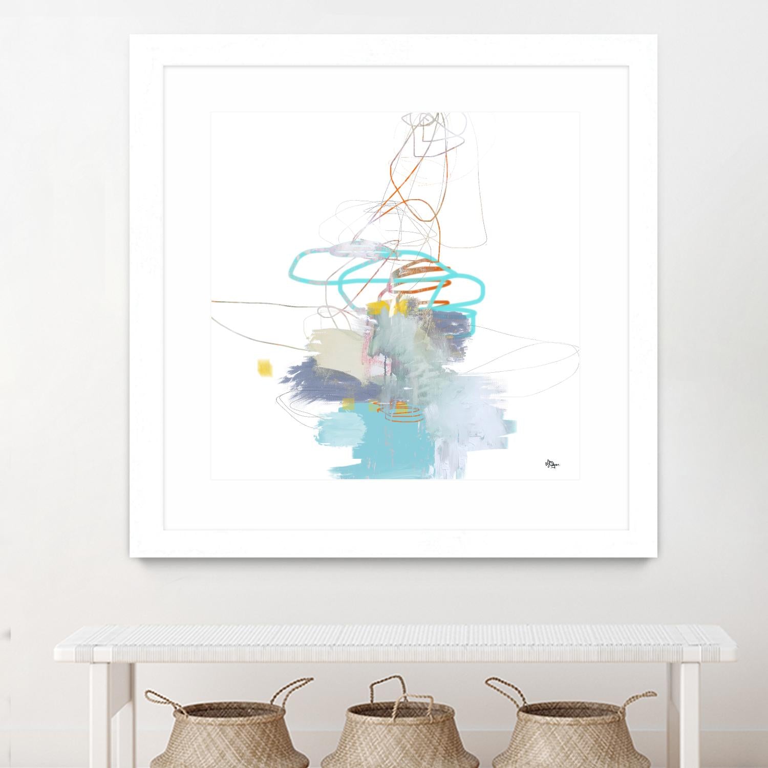 Loving Life V by Lisa Ridgers on GIANT ART - whites & creams, blues abstract