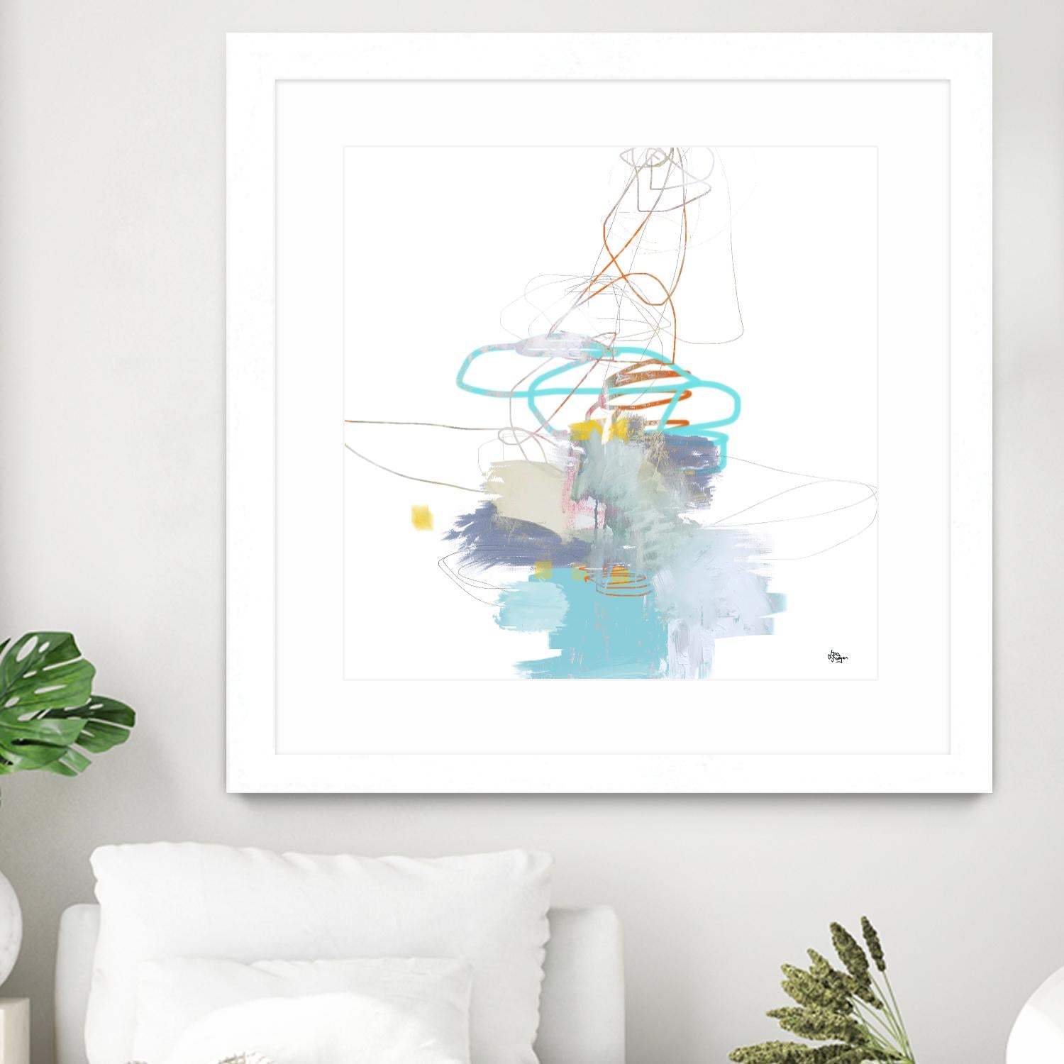 Loving Life V by Lisa Ridgers on GIANT ART - whites & creams, blues abstract