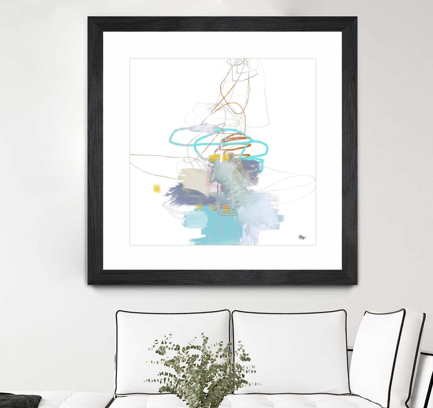 Loving Life V by Lisa Ridgers on GIANT ART - whites & creams, blues abstract