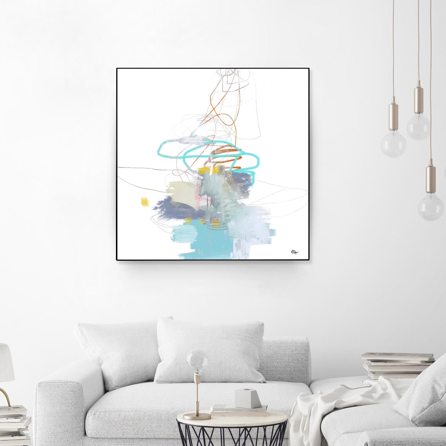 Loving Life V by Lisa Ridgers on GIANT ART - whites & creams, blues abstract