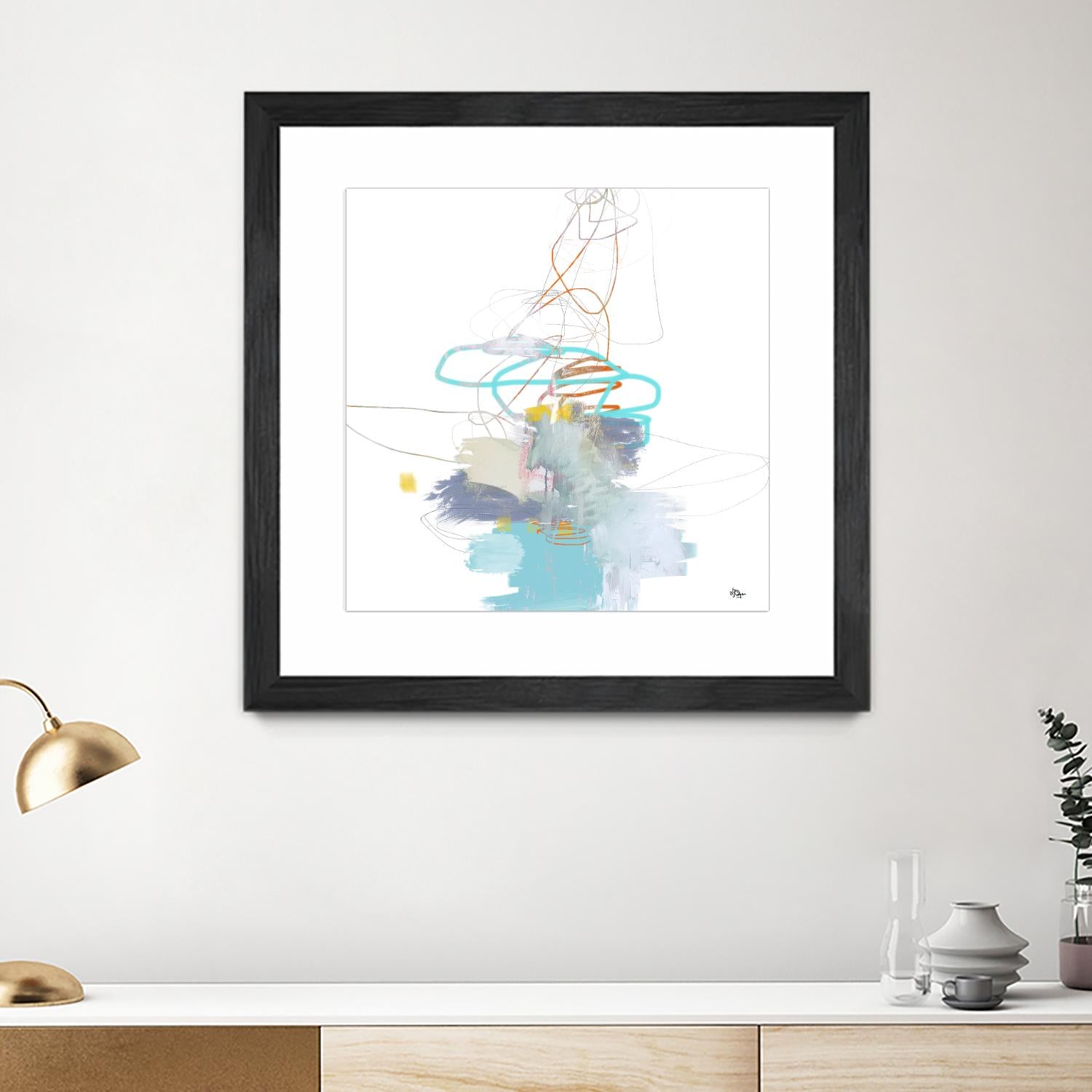 Loving Life V by Lisa Ridgers on GIANT ART - whites & creams, blues abstract