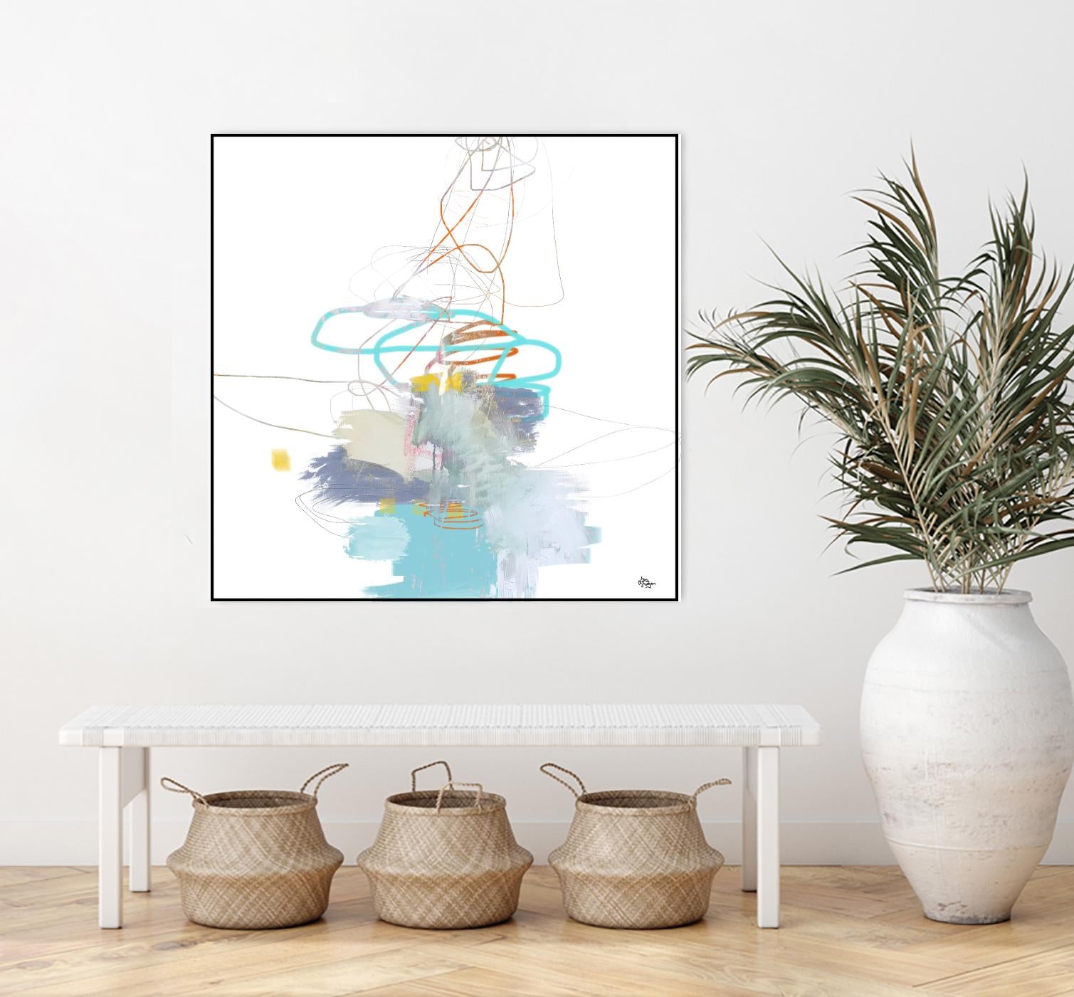 Loving Life V by Lisa Ridgers on GIANT ART - whites & creams, blues abstract