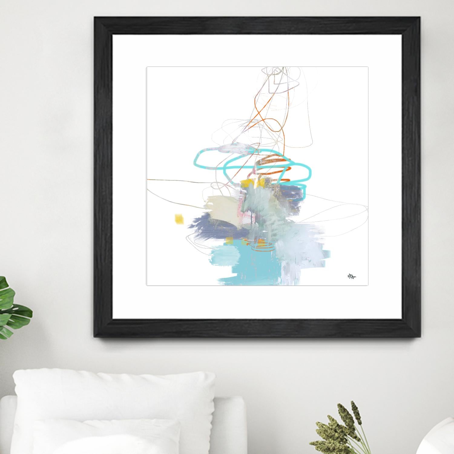 Loving Life V by Lisa Ridgers on GIANT ART - whites & creams, blues abstract