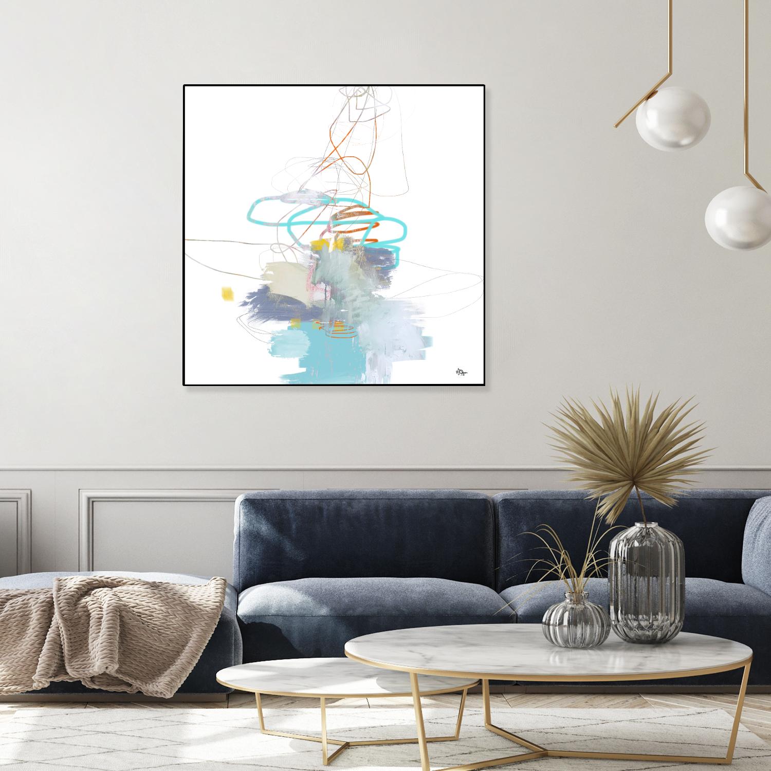 Loving Life V by Lisa Ridgers on GIANT ART - whites & creams, blues abstract