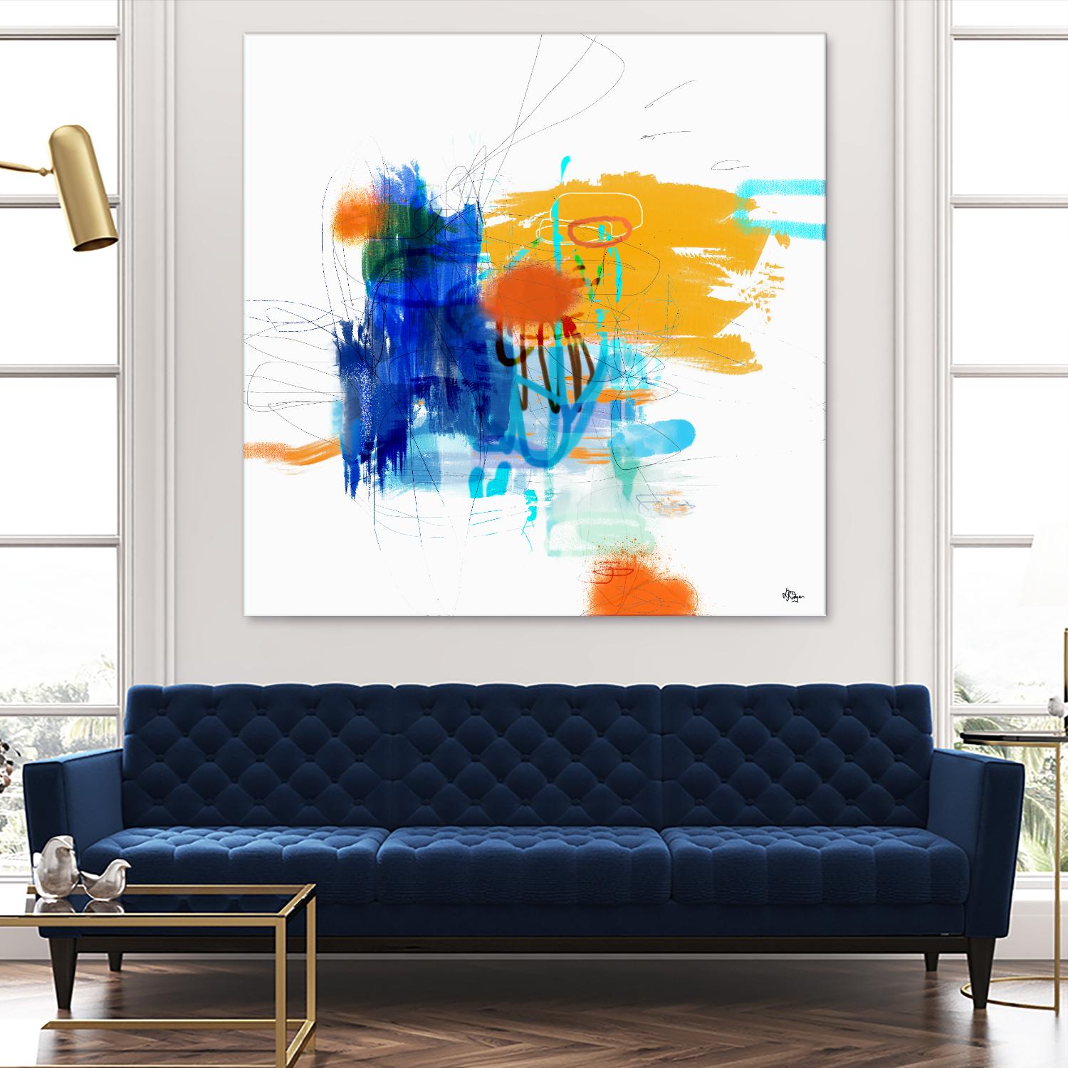 Loving Life VI by Lisa Ridgers on GIANT ART - yellows, blues abstract