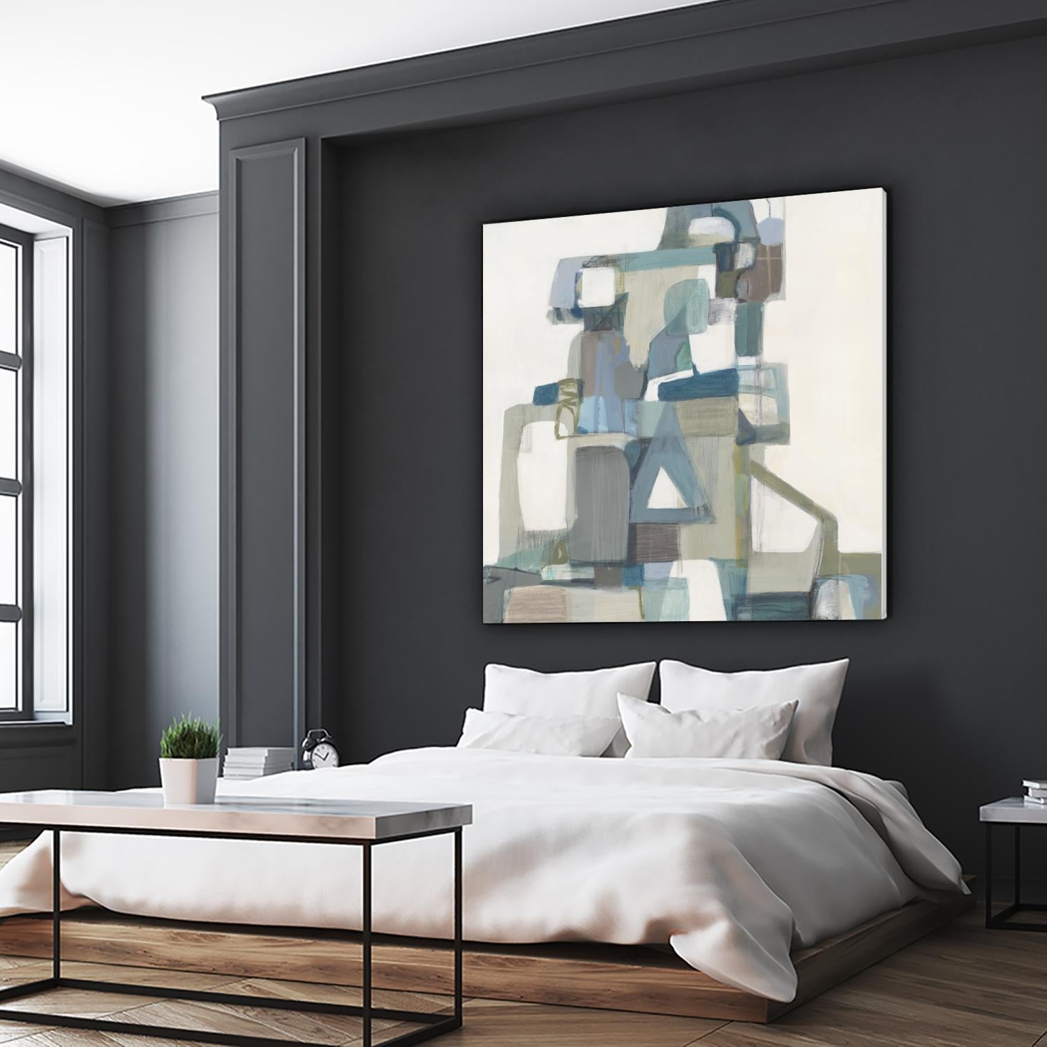 Modern Pyramid by Terri Burris on GIANT ART - grays abstract