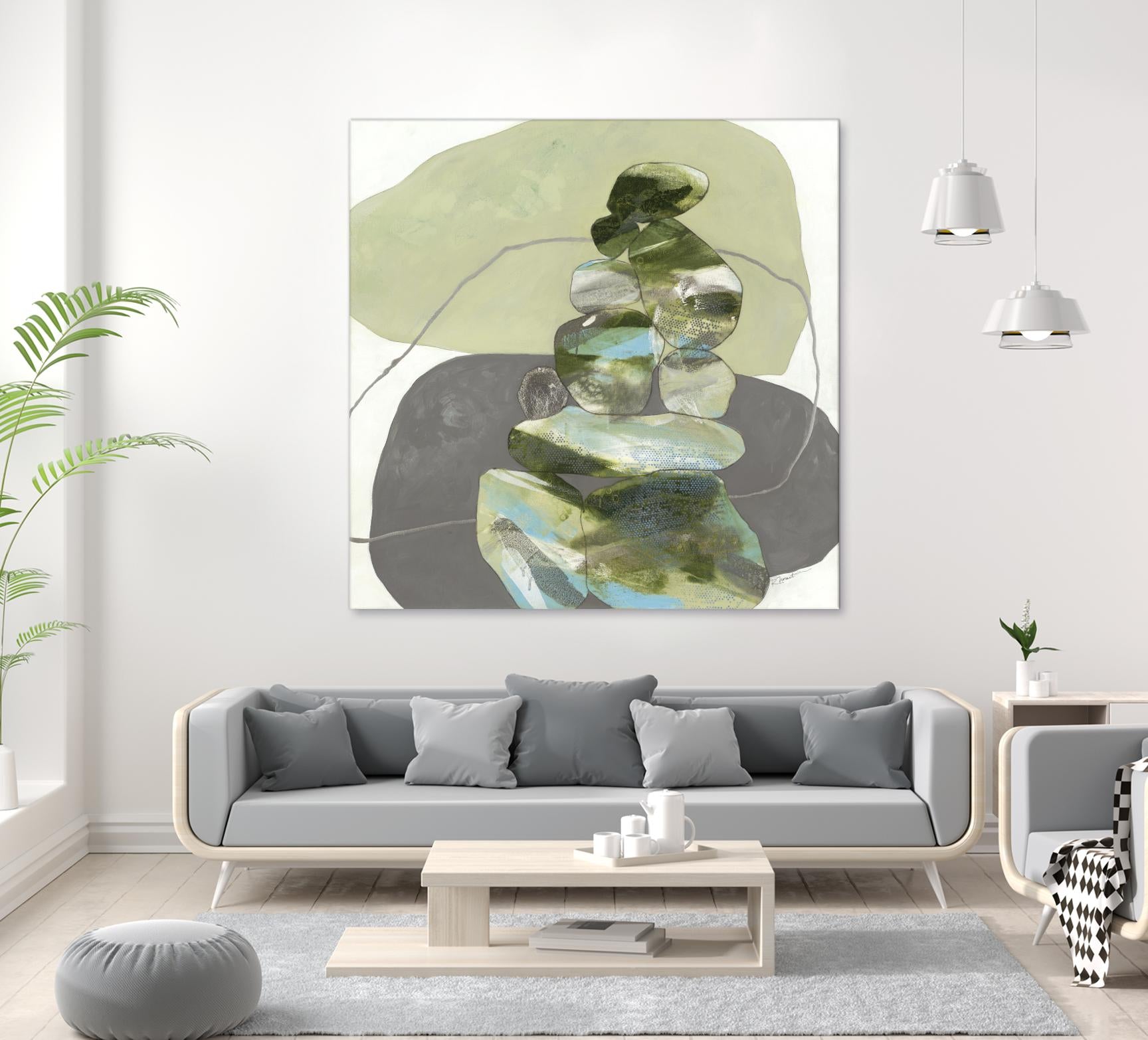 Green Cairns III by Ruth Fromstein on GIANT ART - greens organic shapes