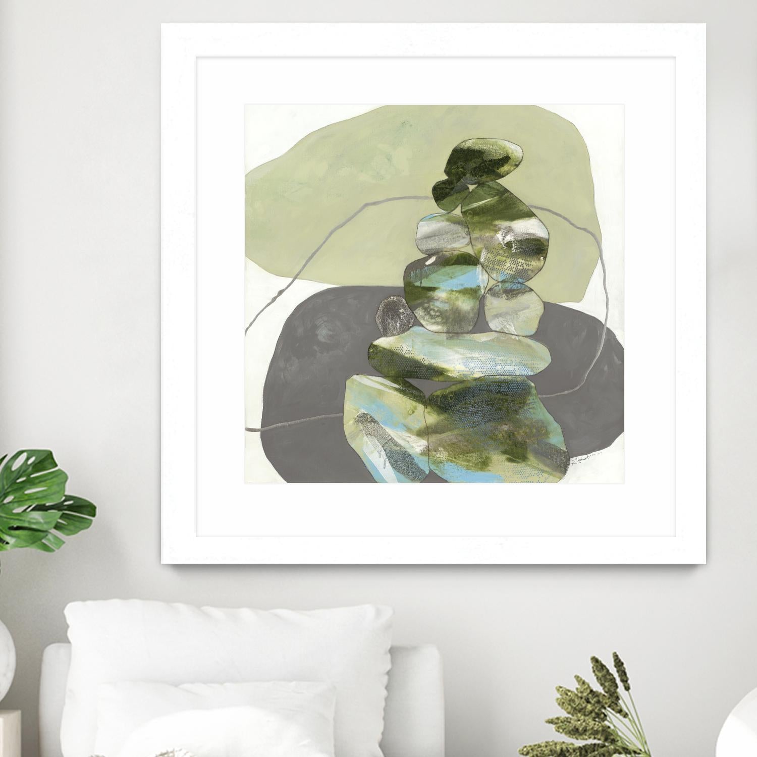 Green Cairns III by Ruth Fromstein on GIANT ART - greens organic shapes
