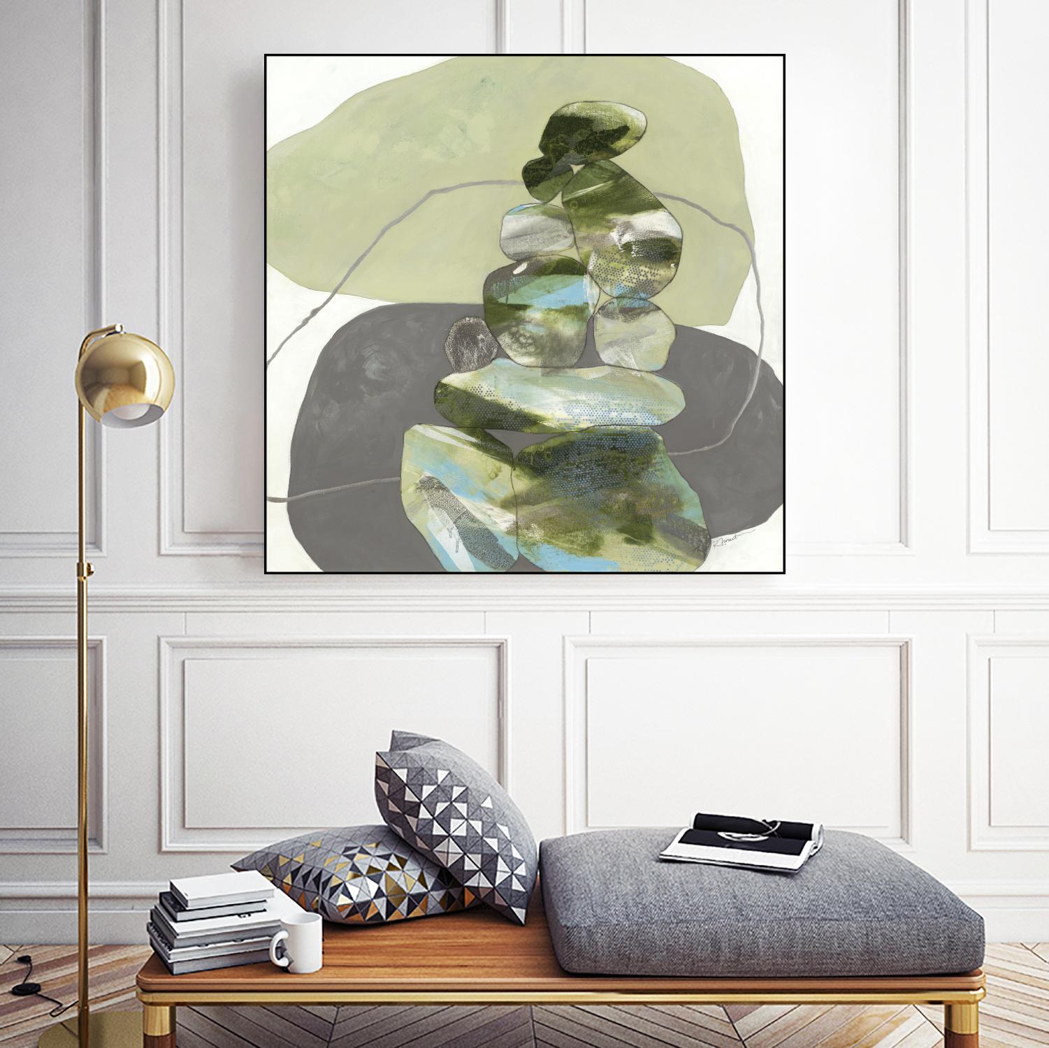 Green Cairns III by Ruth Fromstein on GIANT ART - greens organic shapes