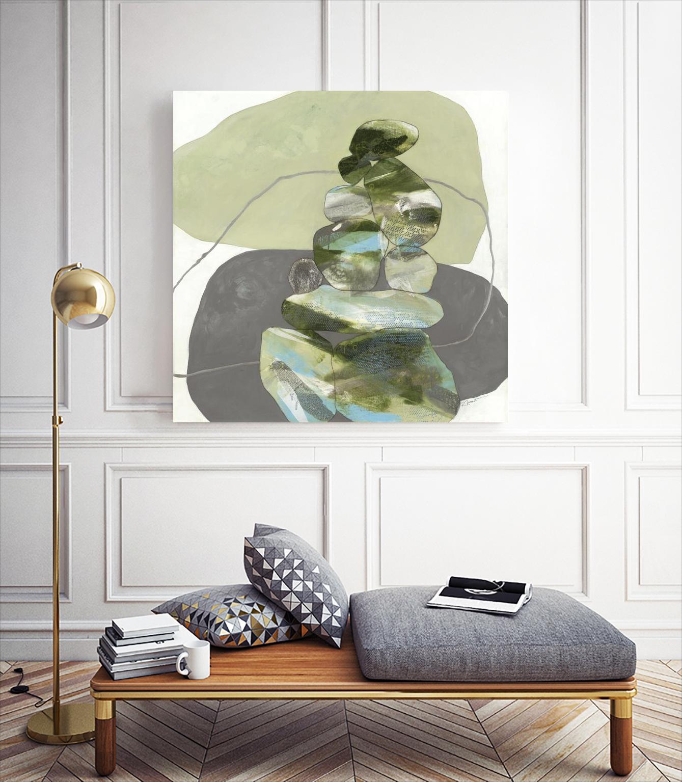 Green Cairns III by Ruth Fromstein on GIANT ART - greens organic shapes