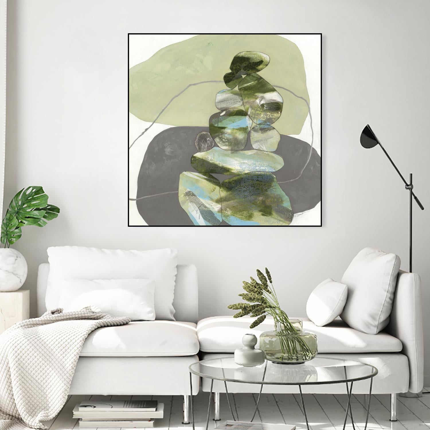 Green Cairns III by Ruth Fromstein on GIANT ART - greens organic shapes