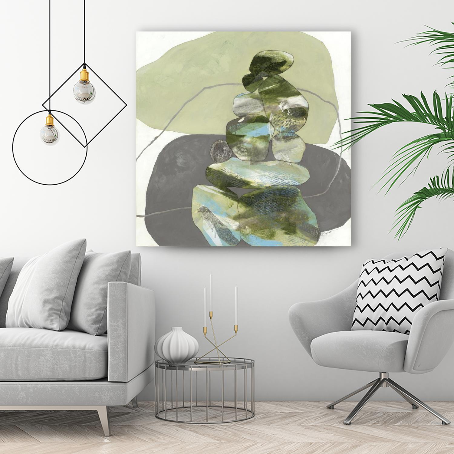 Green Cairns III by Ruth Fromstein on GIANT ART - greens organic shapes