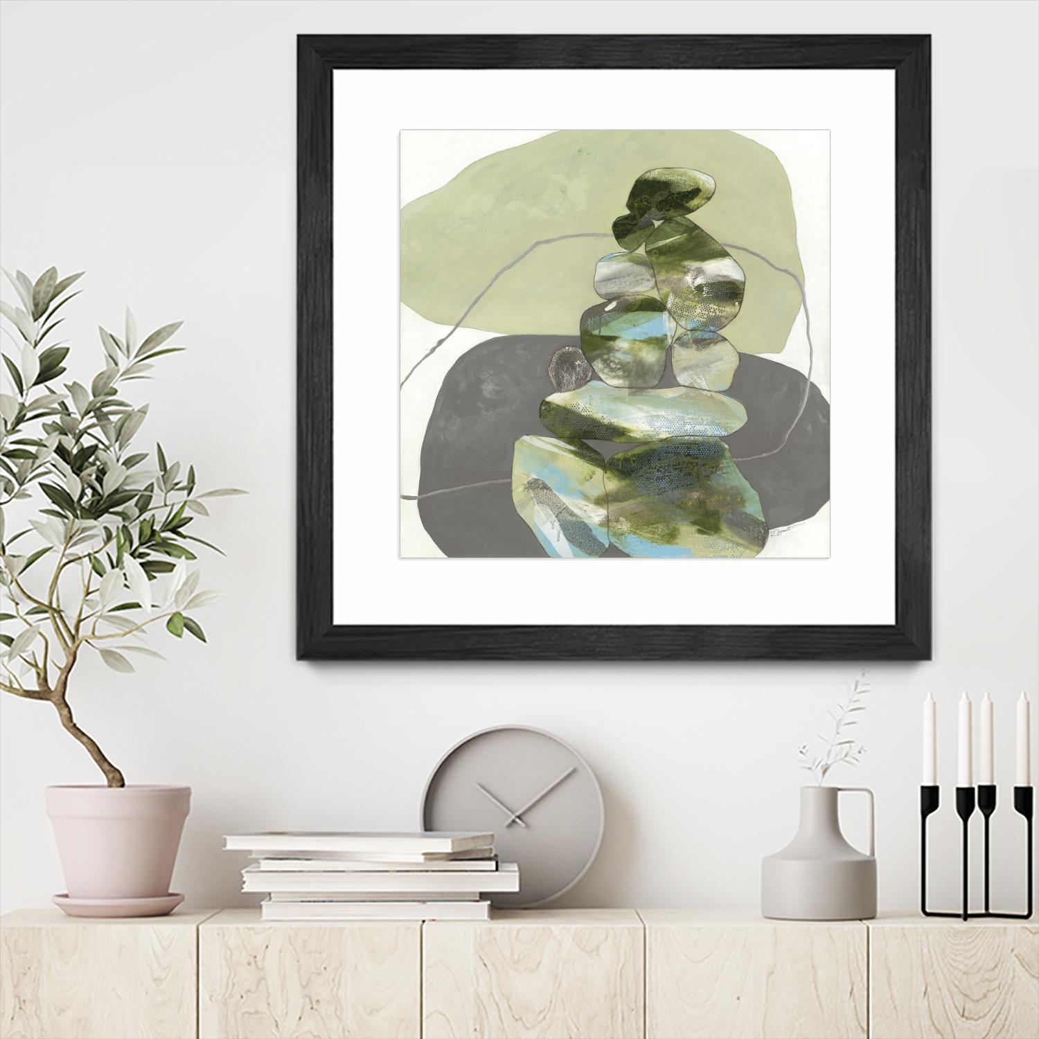 Green Cairns III by Ruth Fromstein on GIANT ART - greens organic shapes