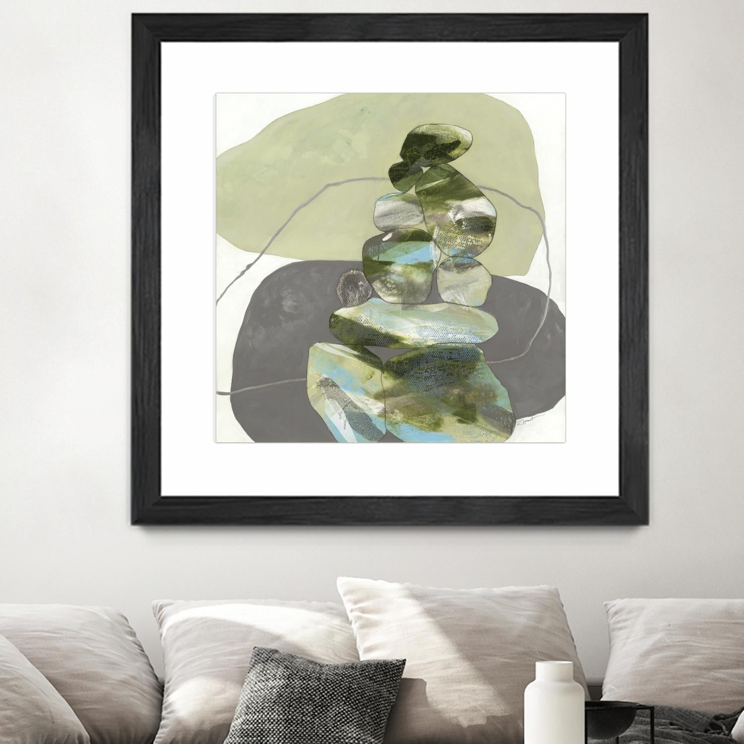 Green Cairns III by Ruth Fromstein on GIANT ART - greens organic shapes