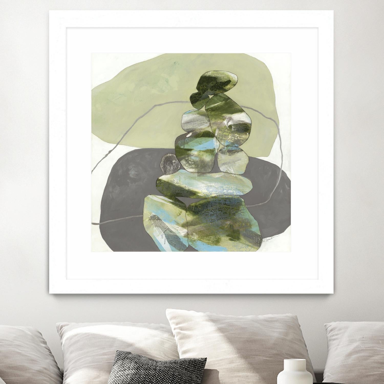 Green Cairns III by Ruth Fromstein on GIANT ART - greens organic shapes