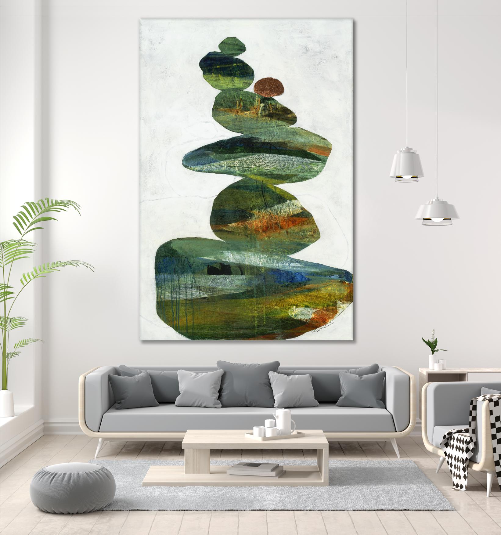 Balancing Act I by Ruth Fromstein on GIANT ART - greens organic shapes