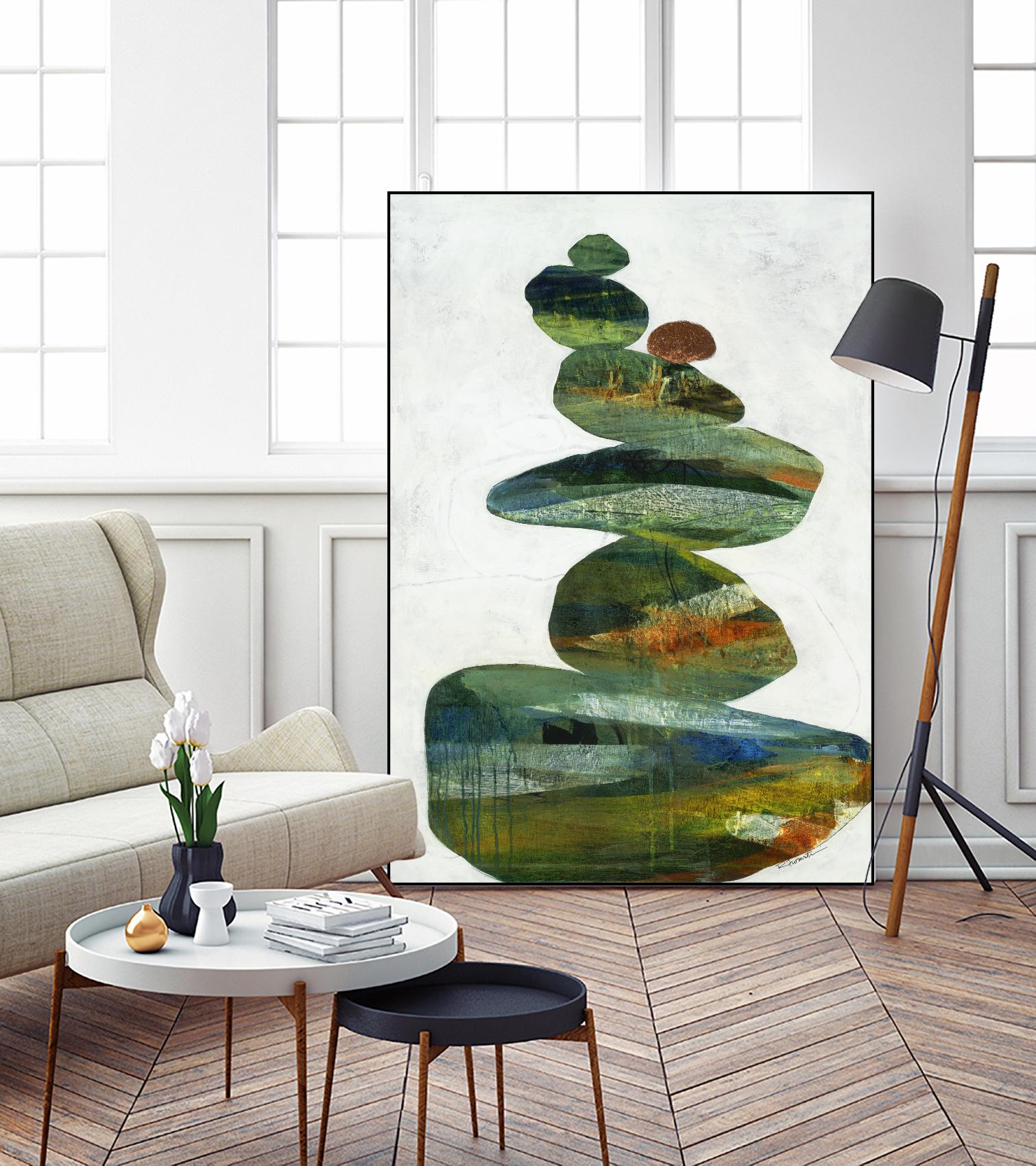 Balancing Act I by Ruth Fromstein on GIANT ART - greens organic shapes