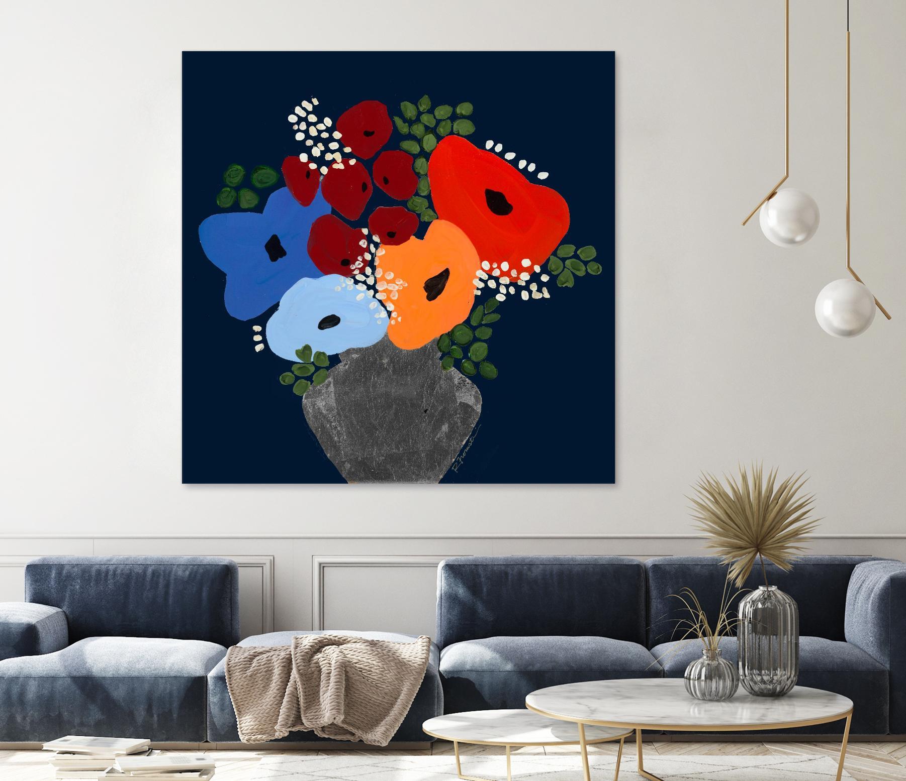 My Day V2 by Ruth Fromstein on GIANT ART - blues botanical bouquet