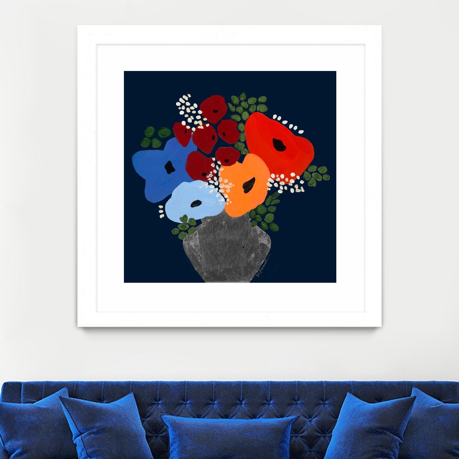 My Day V2 by Ruth Fromstein on GIANT ART - blues botanical bouquet