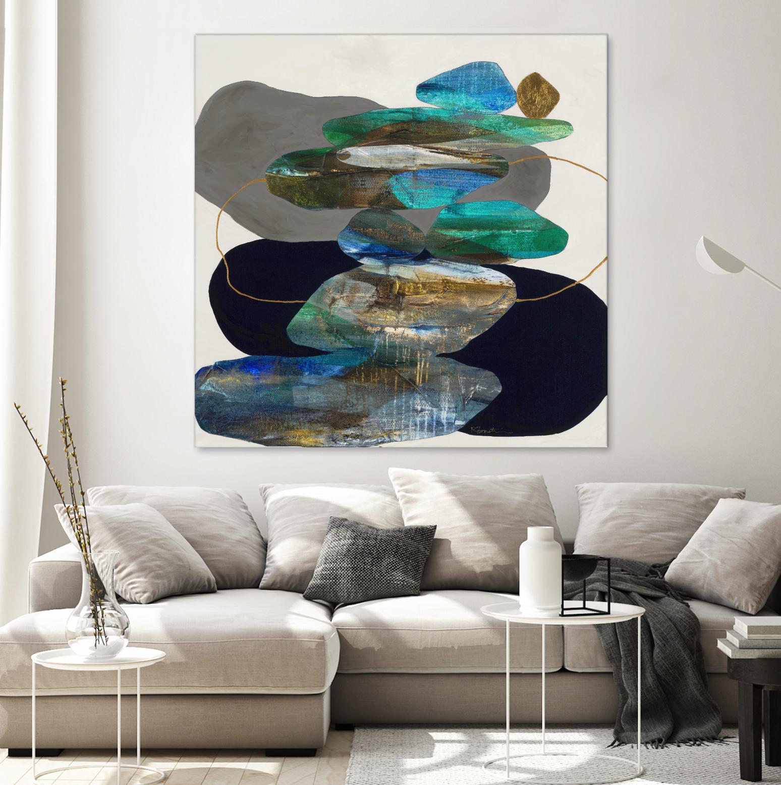 More Cairns by Ruth Fromstein on GIANT ART - blues organic shapes