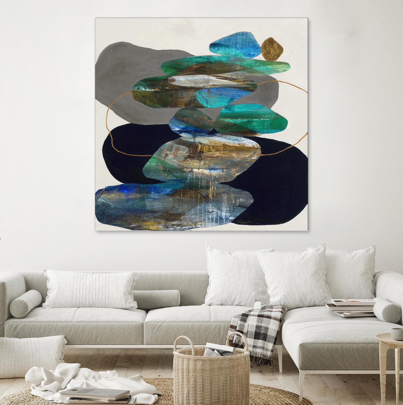 More Cairns by Ruth Fromstein on GIANT ART - blues organic shapes