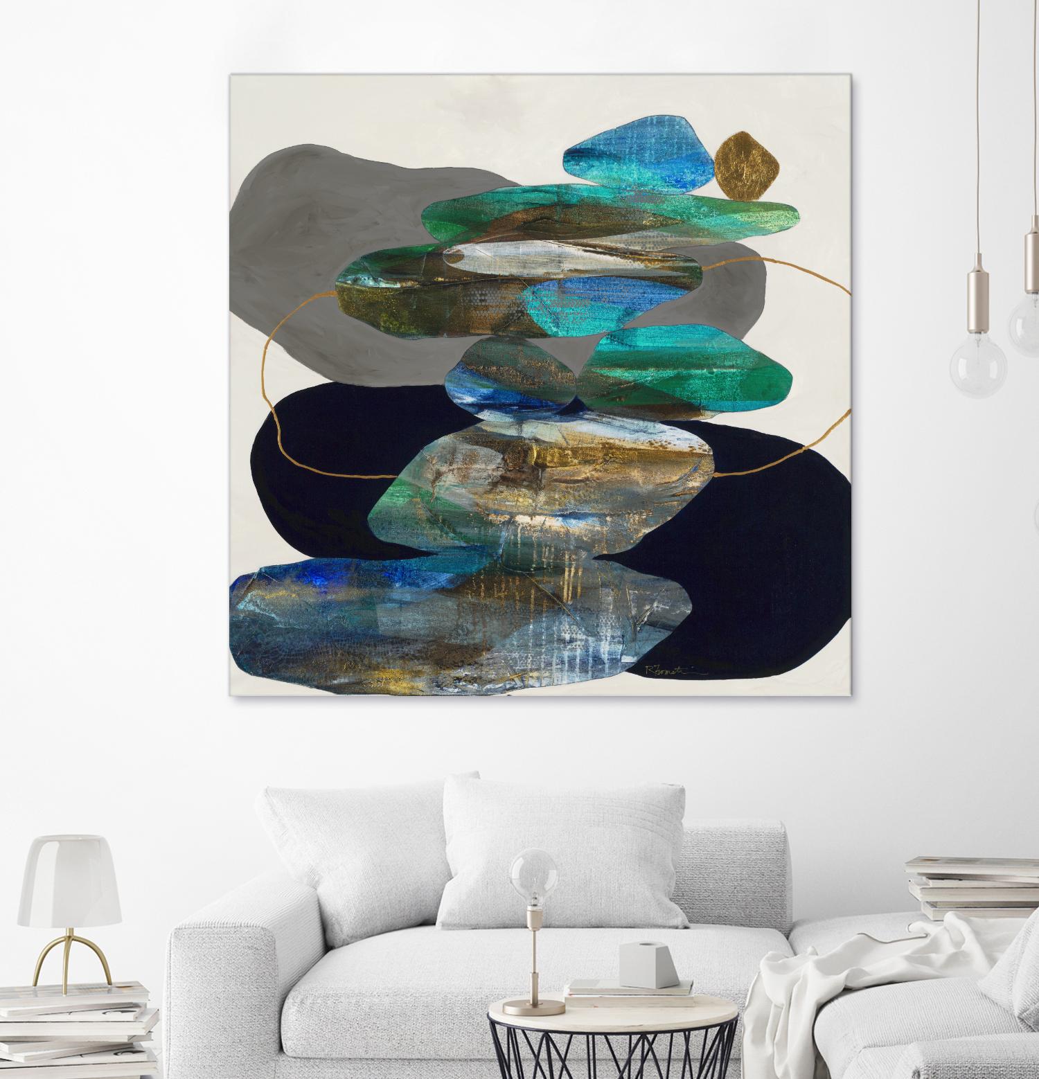 More Cairns by Ruth Fromstein on GIANT ART - blues organic shapes