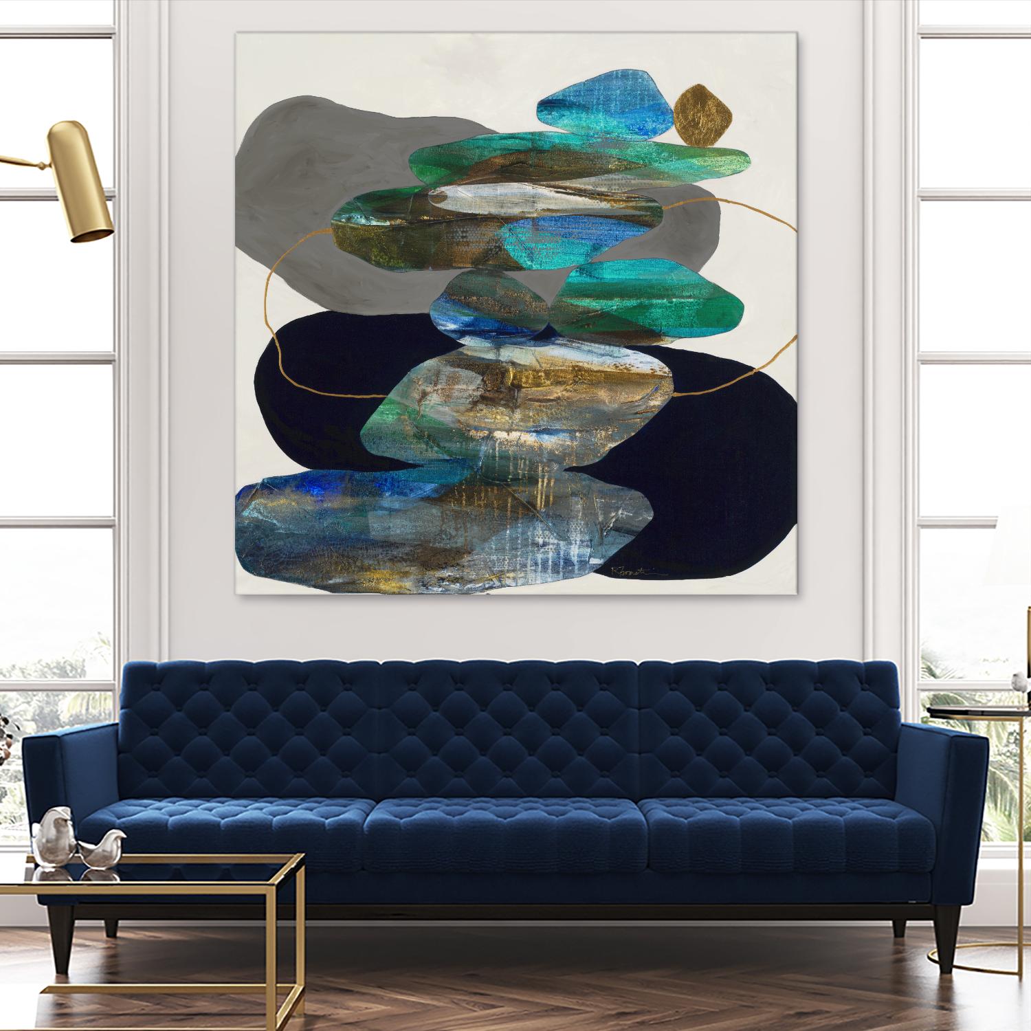 More Cairns by Ruth Fromstein on GIANT ART - blues organic shapes