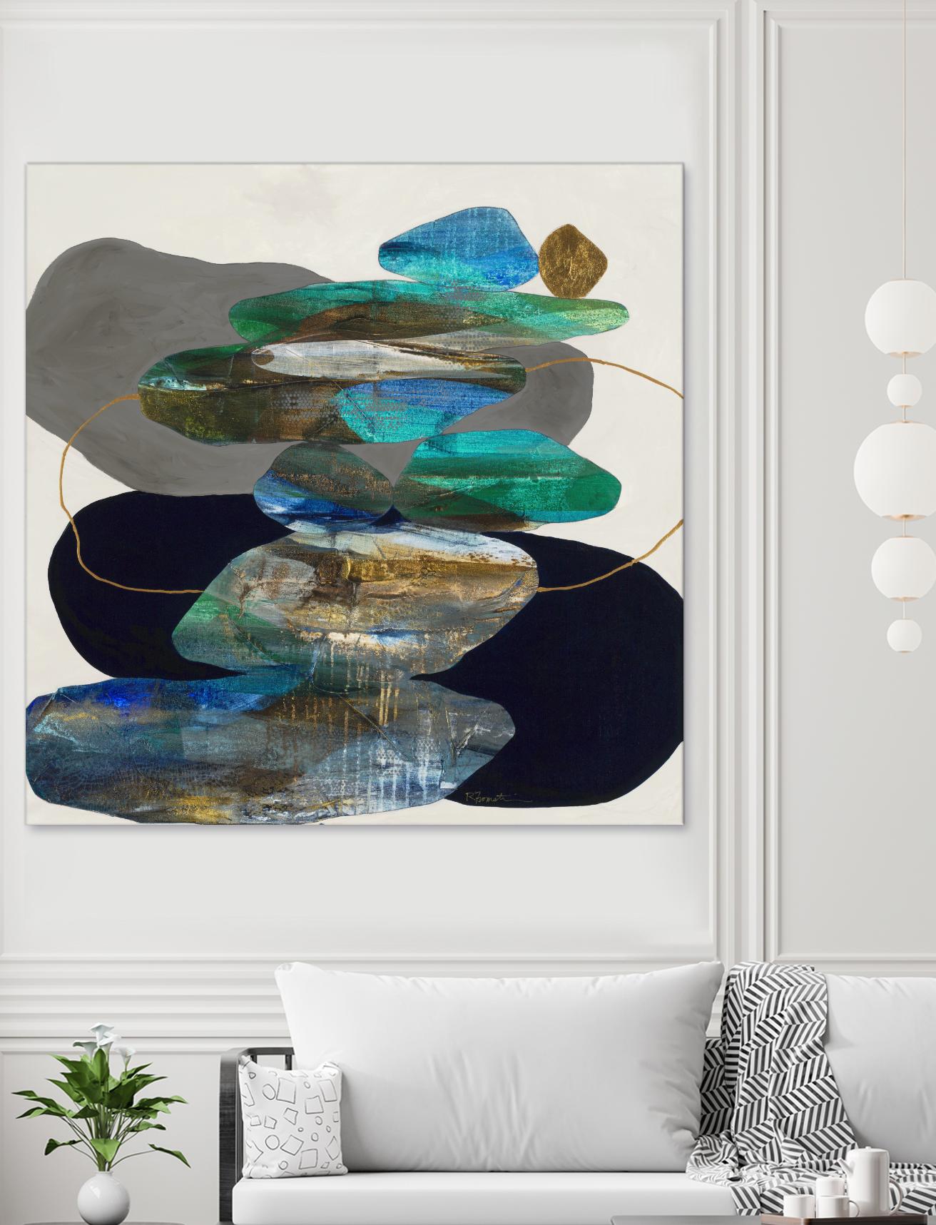 More Cairns by Ruth Fromstein on GIANT ART - blues organic shapes