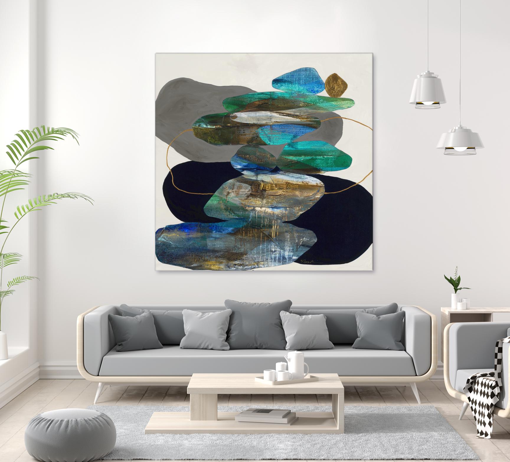 More Cairns by Ruth Fromstein on GIANT ART - blues organic shapes